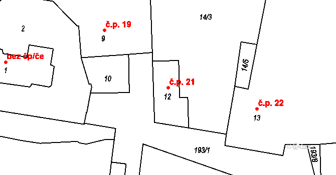 Lstiboř 21, Klučov na parcele st. 12 v KÚ Lstiboř, Katastrální mapa
