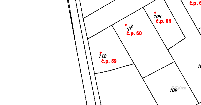 Skramníky 59, Klučov na parcele st. 112 v KÚ Skramníky, Katastrální mapa