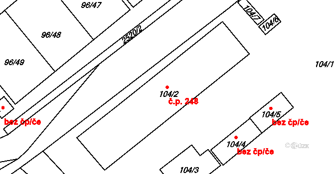 Třeboň II 248, Třeboň na parcele st. 104/2 v KÚ Třeboň, Katastrální mapa