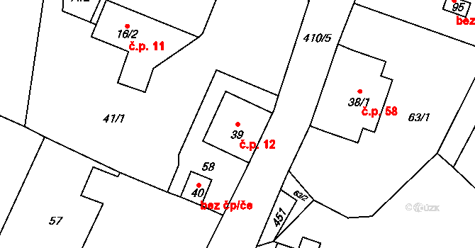 Víska 12, Višňová na parcele st. 39 v KÚ Víska u Frýdlantu, Katastrální mapa