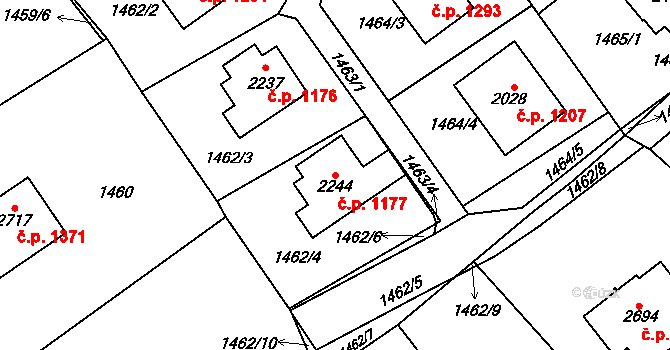 Lomnice nad Popelkou 1177 na parcele st. 2244 v KÚ Lomnice nad Popelkou, Katastrální mapa