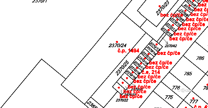 Mikulov 1494 na parcele st. 2370/24 v KÚ Mikulov na Moravě, Katastrální mapa