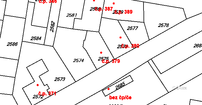 Mimoň I 379, Mimoň na parcele st. 2575 v KÚ Mimoň, Katastrální mapa