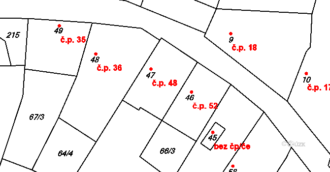 Červeněves 48, Smidary na parcele st. 47 v KÚ Červeněves, Katastrální mapa