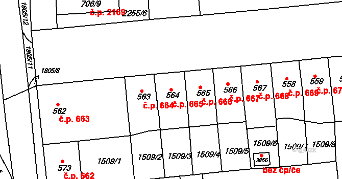 Předměstí 665, Svitavy na parcele st. 564 v KÚ Svitavy-předměstí, Katastrální mapa