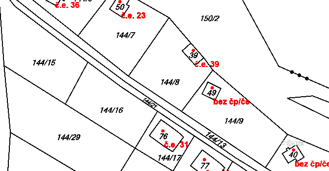 Čeraz 22, Vesce na parcele st. 33 v KÚ Čeraz, Katastrální mapa