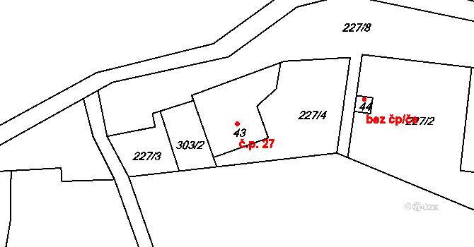 Chlum 27, Letovice na parcele st. 43 v KÚ Chlum u Letovic, Katastrální mapa