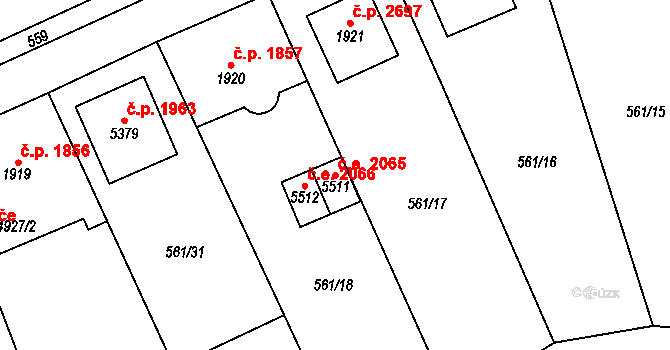 Cheb 2065 na parcele st. 5511 v KÚ Cheb, Katastrální mapa