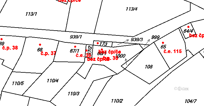 Boleboř 35 na parcele st. 66/1 v KÚ Boleboř, Katastrální mapa