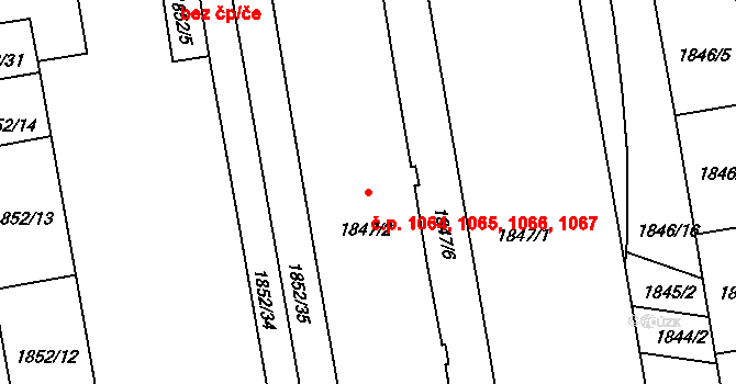 Vršovice 1064,1065,1066,1067, Praha na parcele st. 1847/2 v KÚ Vršovice, Katastrální mapa