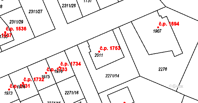 Dvůr Králové nad Labem 1753 na parcele st. 2011 v KÚ Dvůr Králové nad Labem, Katastrální mapa