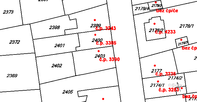 Chomutov 3390 na parcele st. 2403 v KÚ Chomutov II, Katastrální mapa