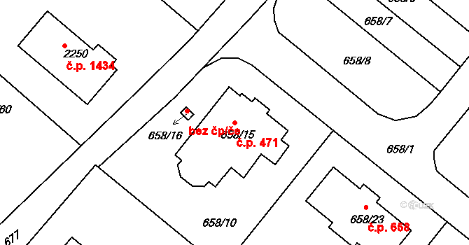 Rumburk 1 471, Rumburk na parcele st. 658/15 v KÚ Rumburk, Katastrální mapa