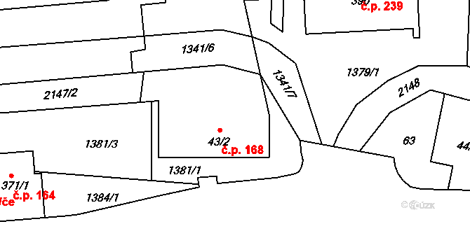 Rynoltice 168 na parcele st. 43/2 v KÚ Rynoltice, Katastrální mapa