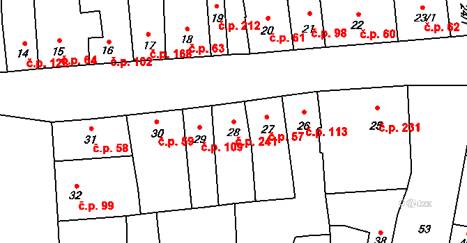 Opatovice 241 na parcele st. 28 v KÚ Opatovice u Rajhradu, Katastrální mapa