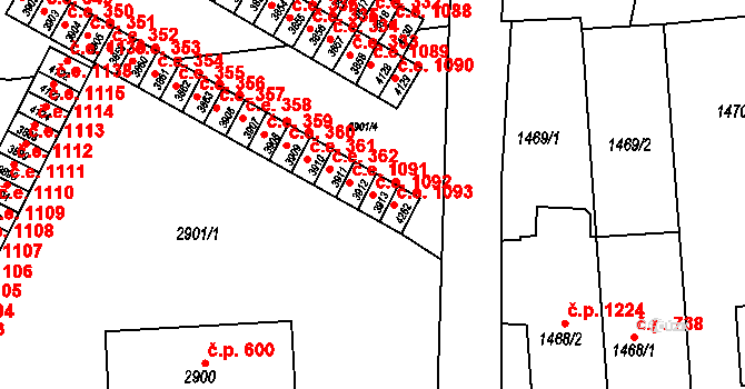 Kuřim 1092 na parcele st. 3913 v KÚ Kuřim, Katastrální mapa