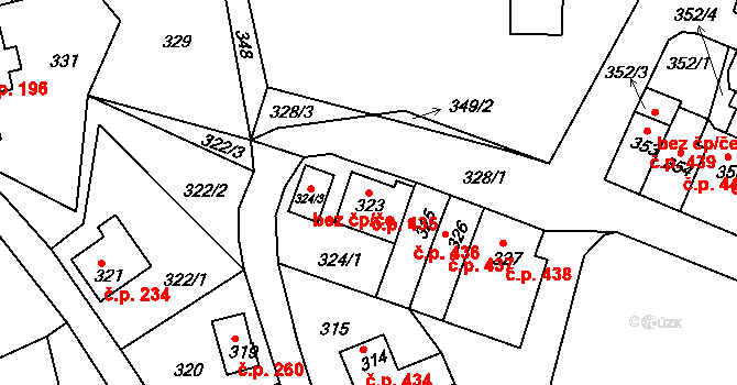 Děčín XXXII-Boletice nad Labem 435, Děčín na parcele st. 323 v KÚ Boletice nad Labem, Katastrální mapa