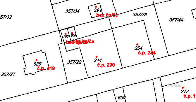 Dolní Poustevna 230 na parcele st. 244 v KÚ Dolní Poustevna, Katastrální mapa