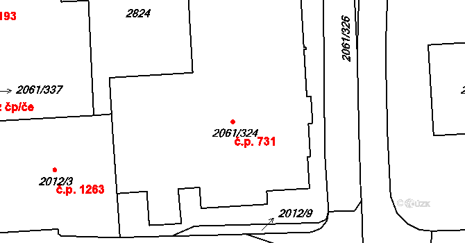 České Budějovice 2 731, České Budějovice na parcele st. 2061/324 v KÚ České Budějovice 2, Katastrální mapa
