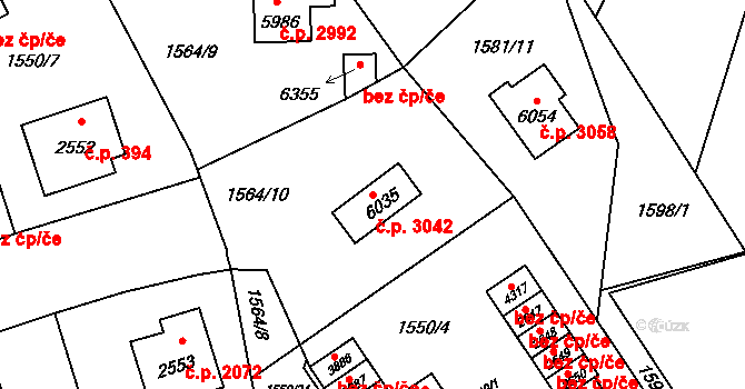 Šumperk 3042 na parcele st. 6035 v KÚ Šumperk, Katastrální mapa