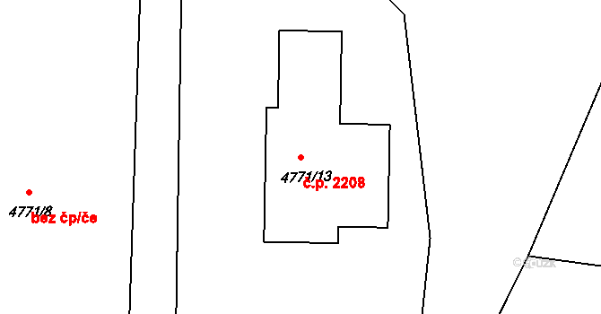 Předměstí 2208, Litoměřice na parcele st. 4771/13 v KÚ Litoměřice, Katastrální mapa
