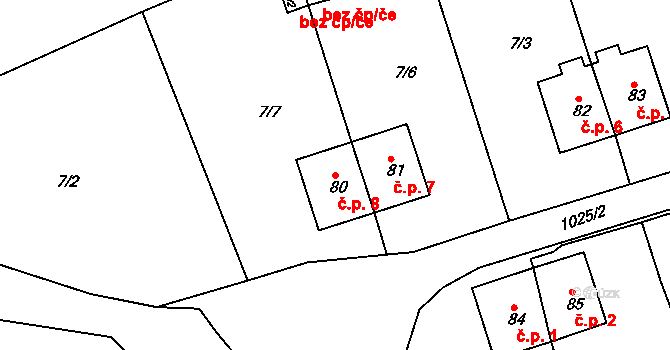 Lobzy 8, Březová na parcele st. 80 v KÚ Lobzy u Březové, Katastrální mapa