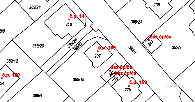 Merklín 156 na parcele st. 237 v KÚ Merklín u Karlových Var, Katastrální mapa