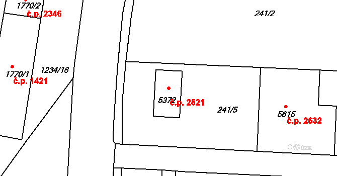 Uherský Brod 2521 na parcele st. 5372 v KÚ Uherský Brod, Katastrální mapa