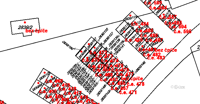 Rumburk 1 474, Rumburk na parcele st. 2830/109 v KÚ Rumburk, Katastrální mapa