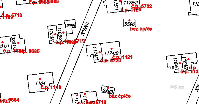 Zlín 5720 na parcele st. 1174/1 v KÚ Zlín, Katastrální mapa