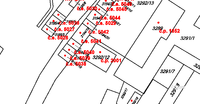 Kadaň 2001 na parcele st. 3292/12 v KÚ Kadaň, Katastrální mapa