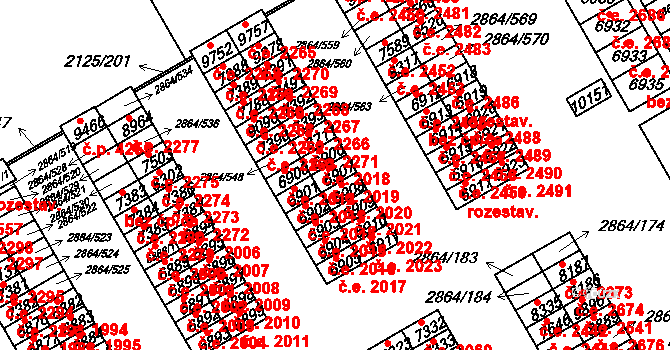 Hodonín 2019 na parcele st. 6907 v KÚ Hodonín, Katastrální mapa