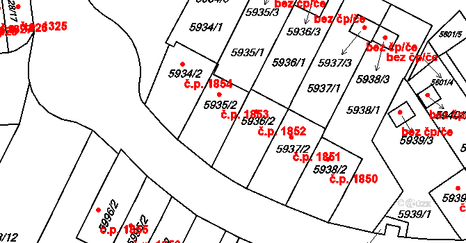 Velké Meziříčí 1852 na parcele st. 5936/2 v KÚ Velké Meziříčí, Katastrální mapa
