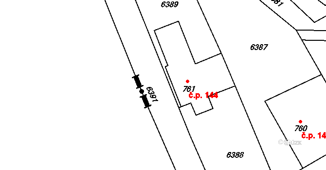 Sidonie 144, Brumov-Bylnice na parcele st. 761 v KÚ Sidonie, Katastrální mapa