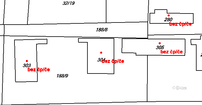 Koleč 38587301 na parcele st. 304 v KÚ Koleč, Katastrální mapa