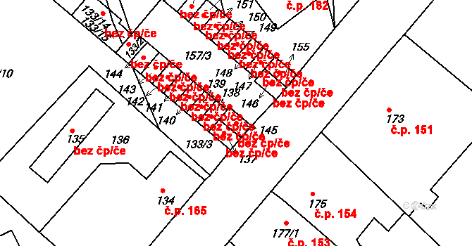 Teplice 39122301 na parcele st. 145 v KÚ Hudcov, Katastrální mapa