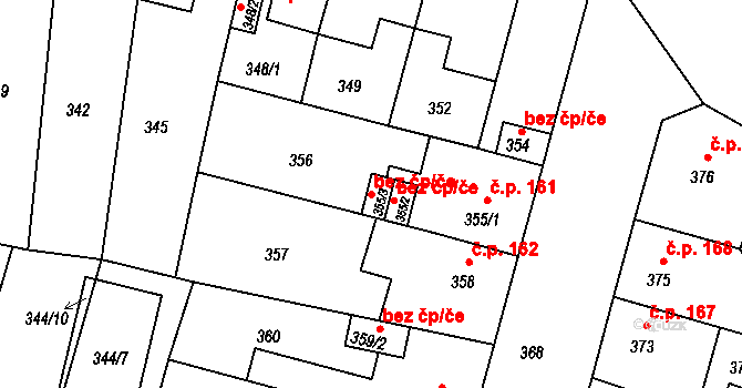 České Budějovice 40504301 na parcele st. 355/3 v KÚ České Budějovice 5, Katastrální mapa