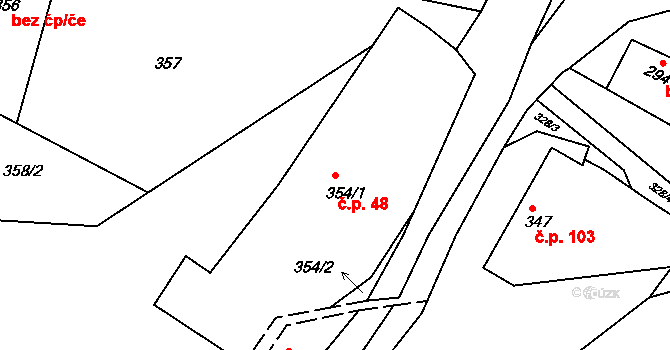 Lípa 48 na parcele st. 354/1 v KÚ Lípa nad Dřevnicí, Katastrální mapa