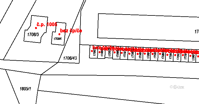 Vítkov 41537301 na parcele st. 1706/36 v KÚ Vítkov, Katastrální mapa