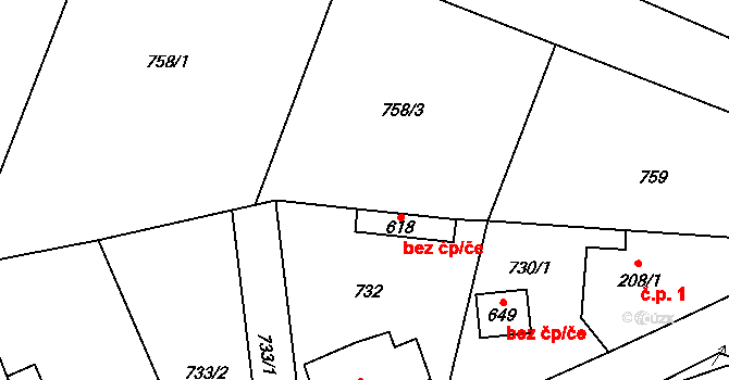 Moravská Třebová 41572301 na parcele st. 618 v KÚ Boršov u Moravské Třebové, Katastrální mapa