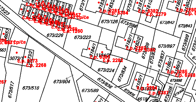 Zlín 2282 na parcele st. 3184/2 v KÚ Zlín, Katastrální mapa