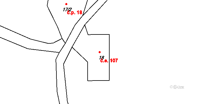 Lípa 107, Merklín na parcele st. 18 v KÚ Lípa, Katastrální mapa
