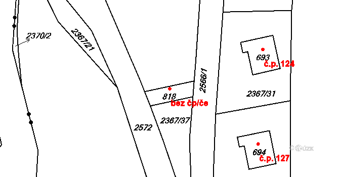 Josefův Důl 43293301 na parcele st. 818 v KÚ Antonínov, Katastrální mapa