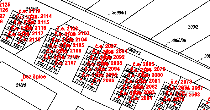 Řečkovice 2091, Brno na parcele st. 5580 v KÚ Řečkovice, Katastrální mapa