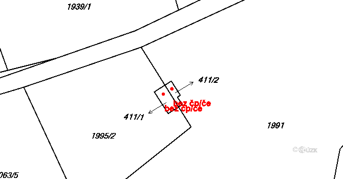 Jablonné v Podještědí 45903301 na parcele st. 411/2 v KÚ Heřmanice v Podještědí, Katastrální mapa