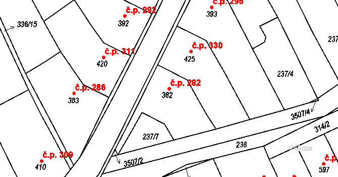 Březolupy 282 na parcele st. 382 v KÚ Březolupy, Katastrální mapa