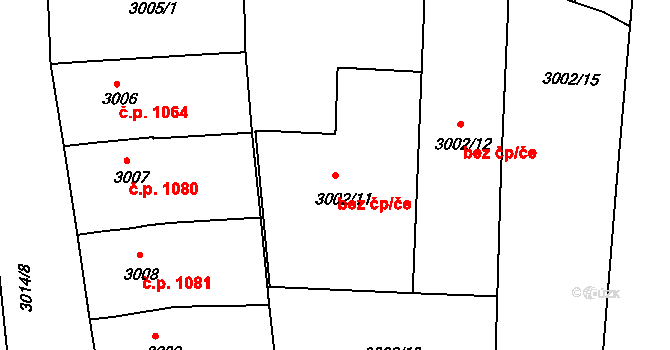 Kunovice 47260301 na parcele st. 3002/11 v KÚ Kunovice u Uherského Hradiště, Katastrální mapa
