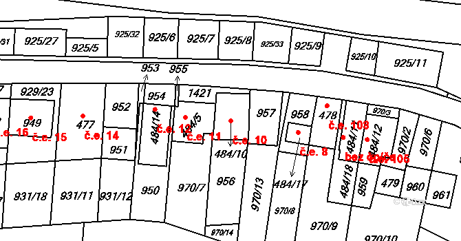 Chvalovice 10 na parcele st. 484/10 v KÚ Chvalovice, Katastrální mapa