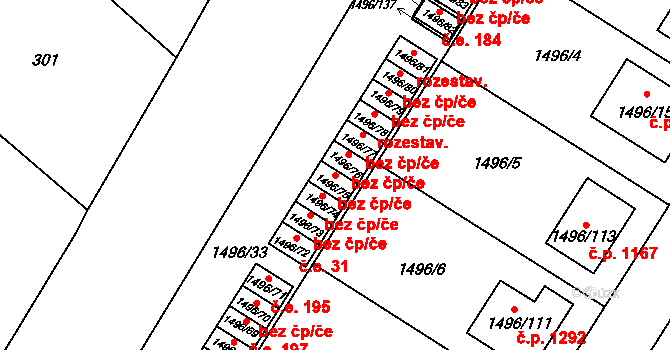 Brumov-Bylnice 47992301 na parcele st. 1496/75 v KÚ Bylnice, Katastrální mapa
