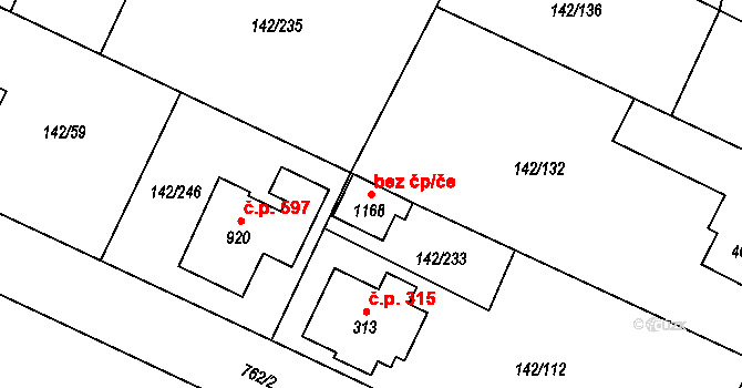 Chotěšov 48489301 na parcele st. 1168 v KÚ Chotěšov, Katastrální mapa
